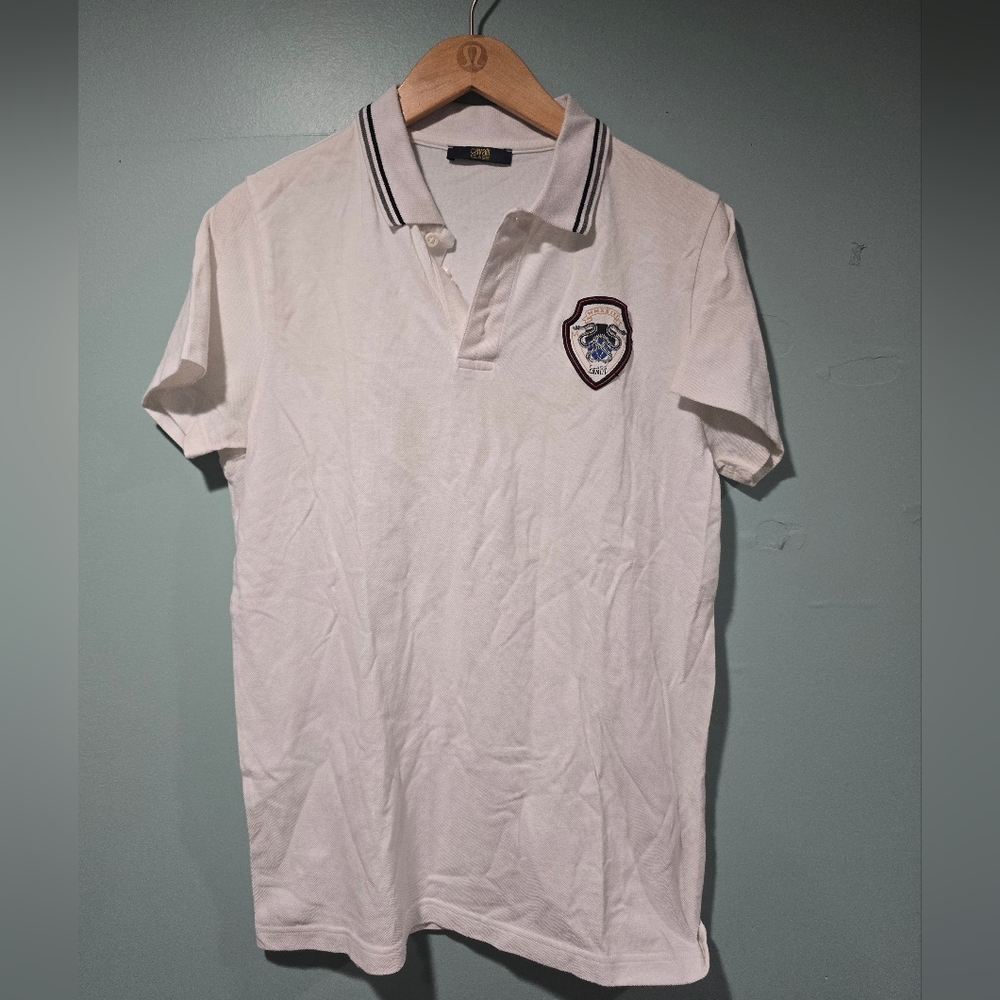 Roberto Cavalli Class Preppy Academia College Crest Emblem Polo Shirt Size M
